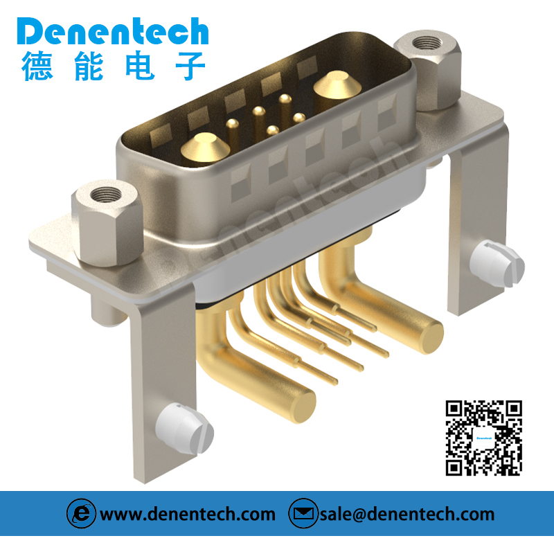 Denentech High quality 7W2 high power DB connector male right angle DIP with bracket waterproof power connector d-sub connector